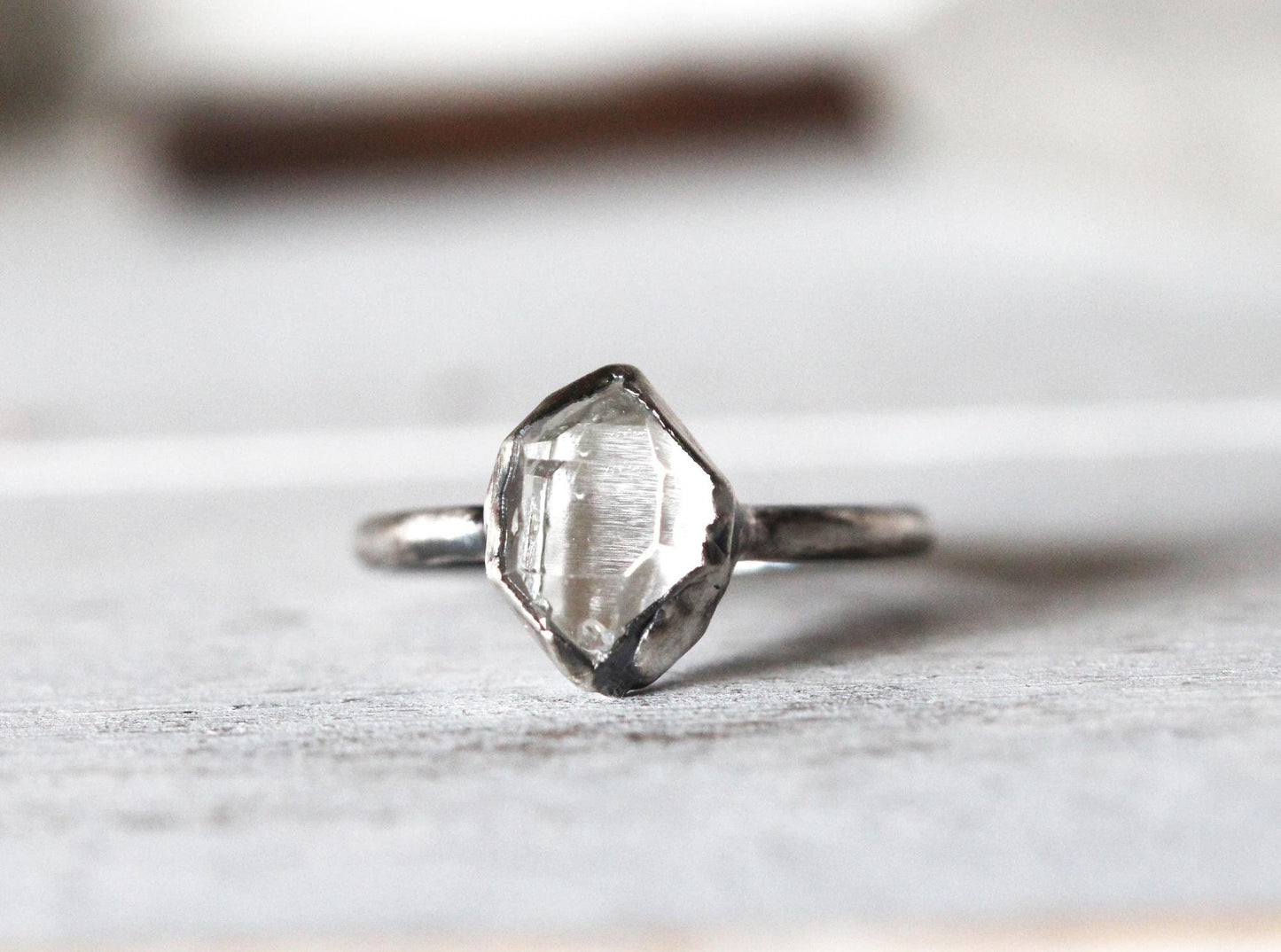 Herkimer Diamond Ring - Alternative Promise Ring - April Birthstone