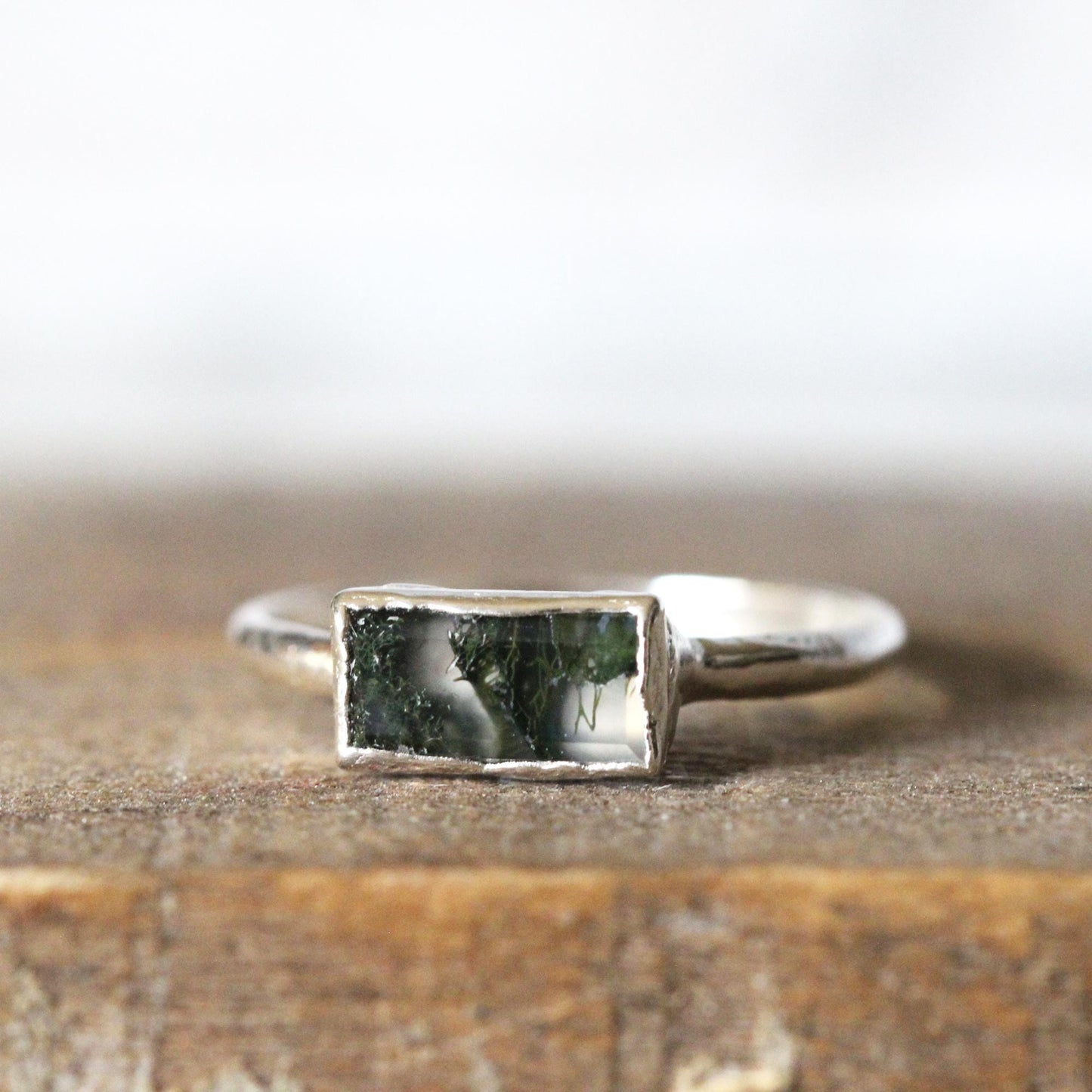 Moss Agate Ring - Your Choice of Metal - Electroformed Jewelry