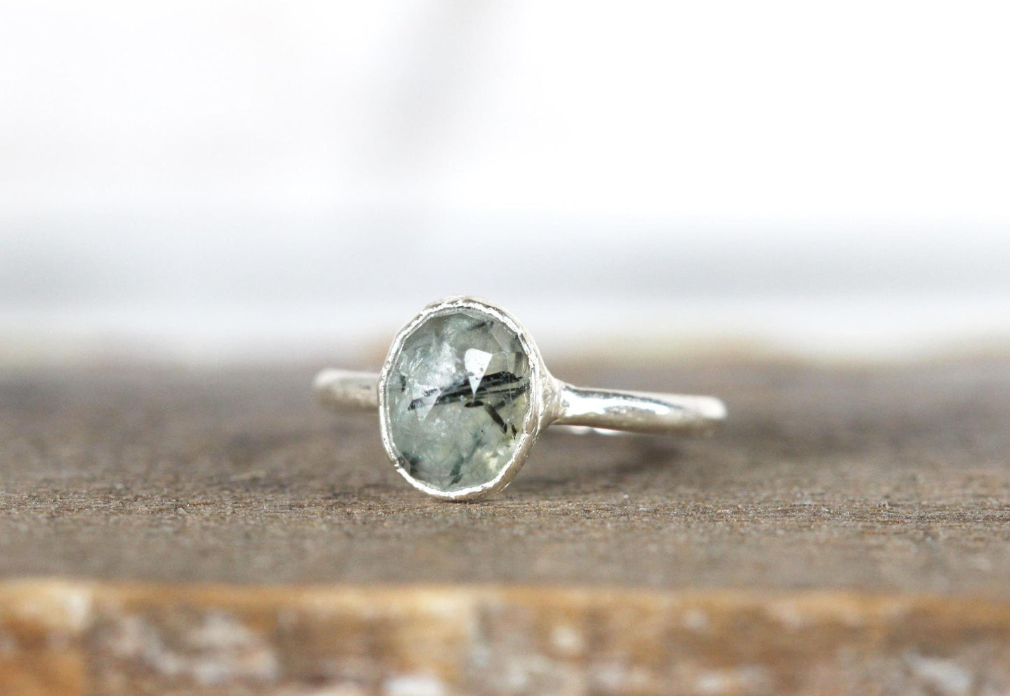 Prehnite Ring - Electroformed Copper - Stacking Ring