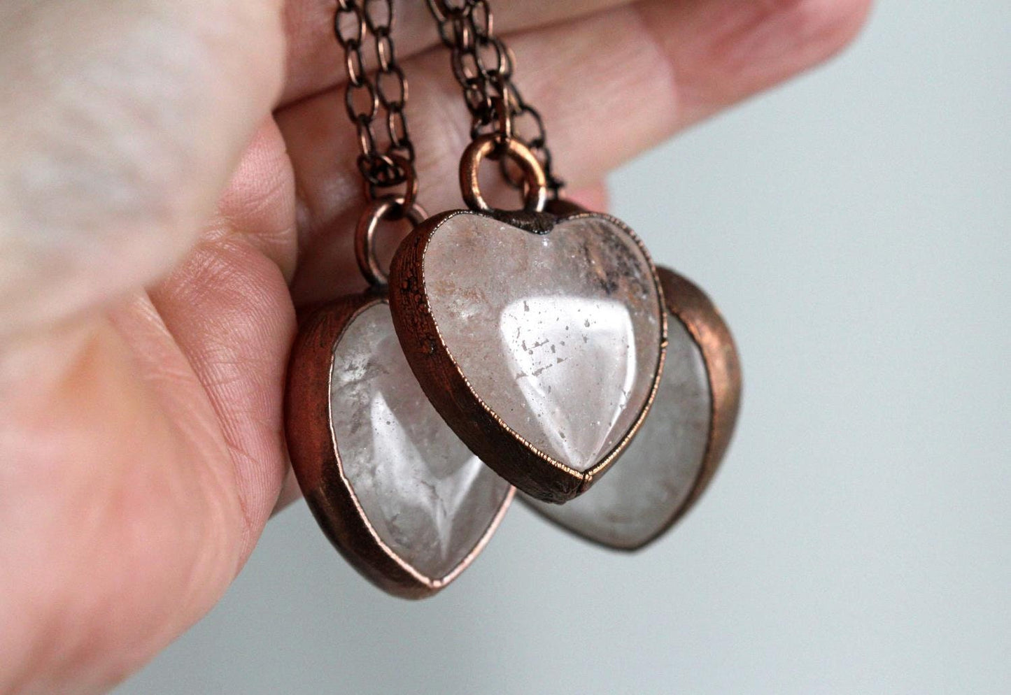 Crystal Heart Pendant - Quartz Crystal Pendant - Crystal Heart Necklace