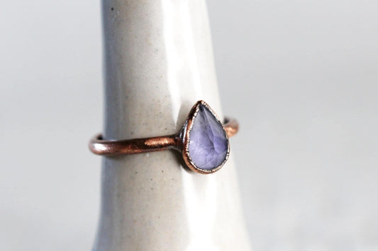Polished Iolite Ring - Blue Crystal - Faceted Stone Ring