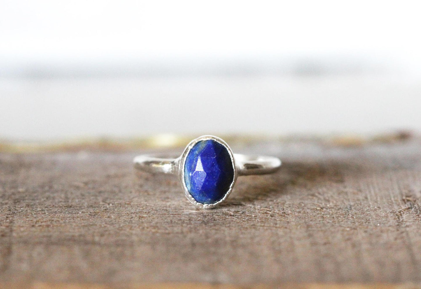 Lapis Lazuli Ring - Faceted Stone Ring - Natural Blue Gemstone