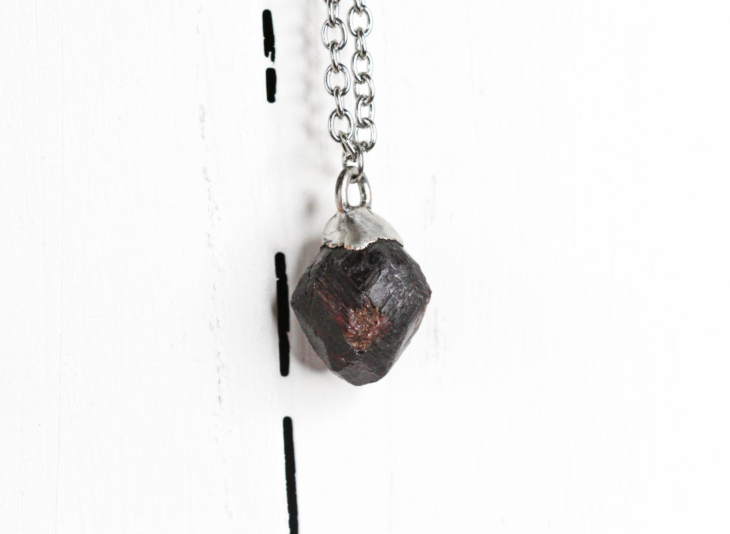 Garnet Necklace - Raw Garnet Pendant - Large Gemstone - January Birthstone - Raw Crystal Necklace