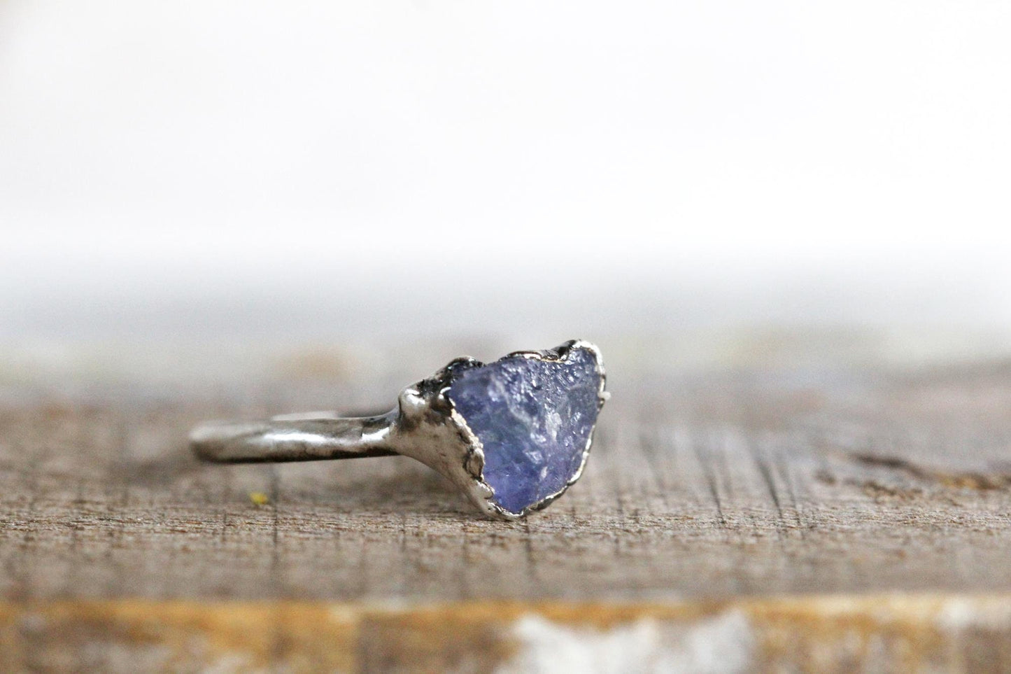 Raw Tanzanite Ring - Raw Crystal Jewelry - Natural Blue Stone
