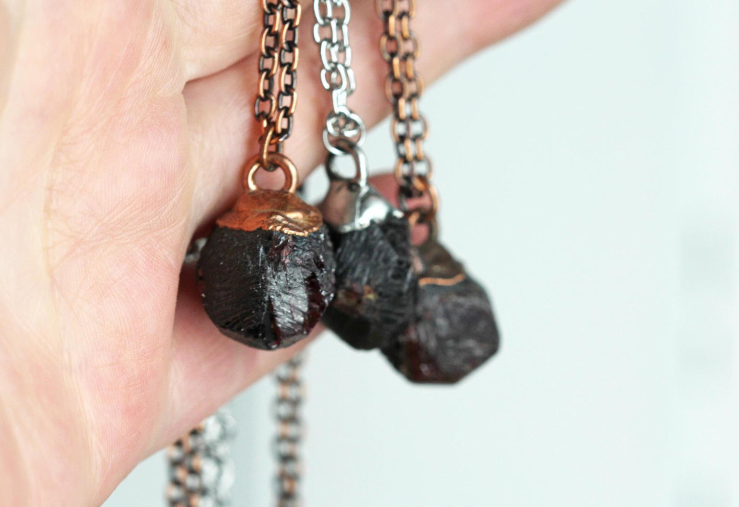 Garnet Necklace - Raw Garnet Pendant - Large Gemstone - January Birthstone - Raw Crystal Necklace