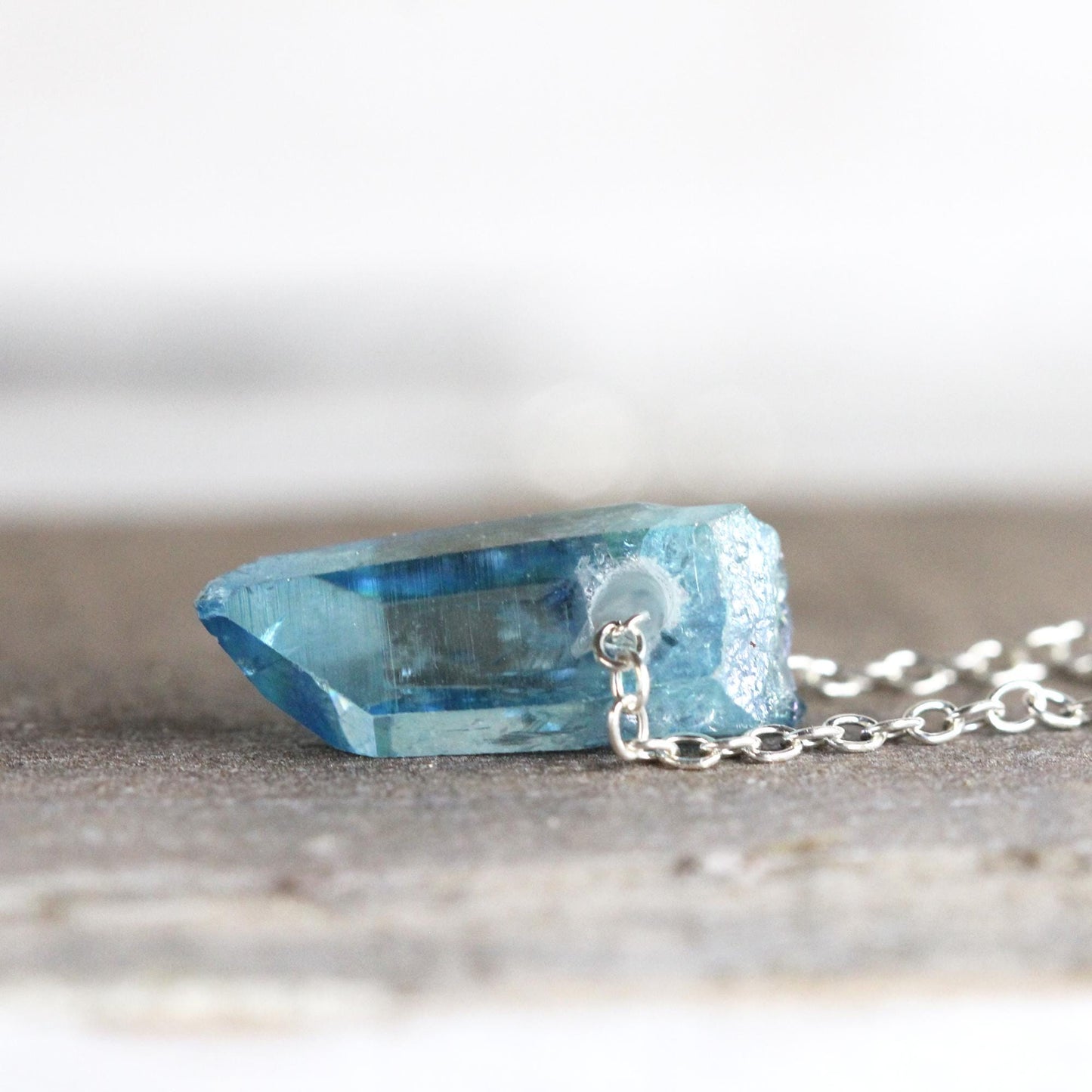 Crystal Pendant - Sterling Silver Chain - Raw Quartz Necklace