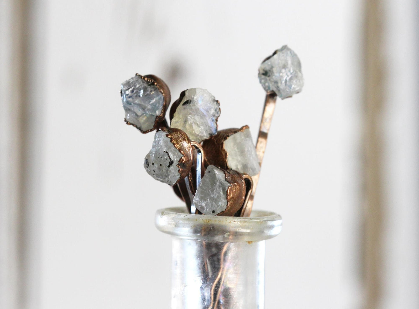 Moonstone Bobby Pin - June Hair Pin - Moonstone Hair Jewelry - Bridal Hair Accessory - Copper Hair Pin