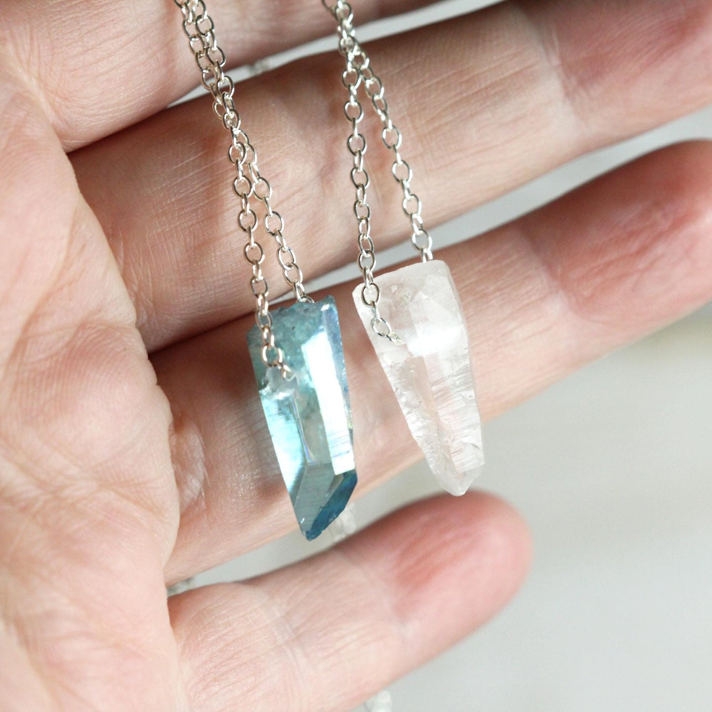 Crystal Pendant - Sterling Silver Chain - Raw Quartz Necklace