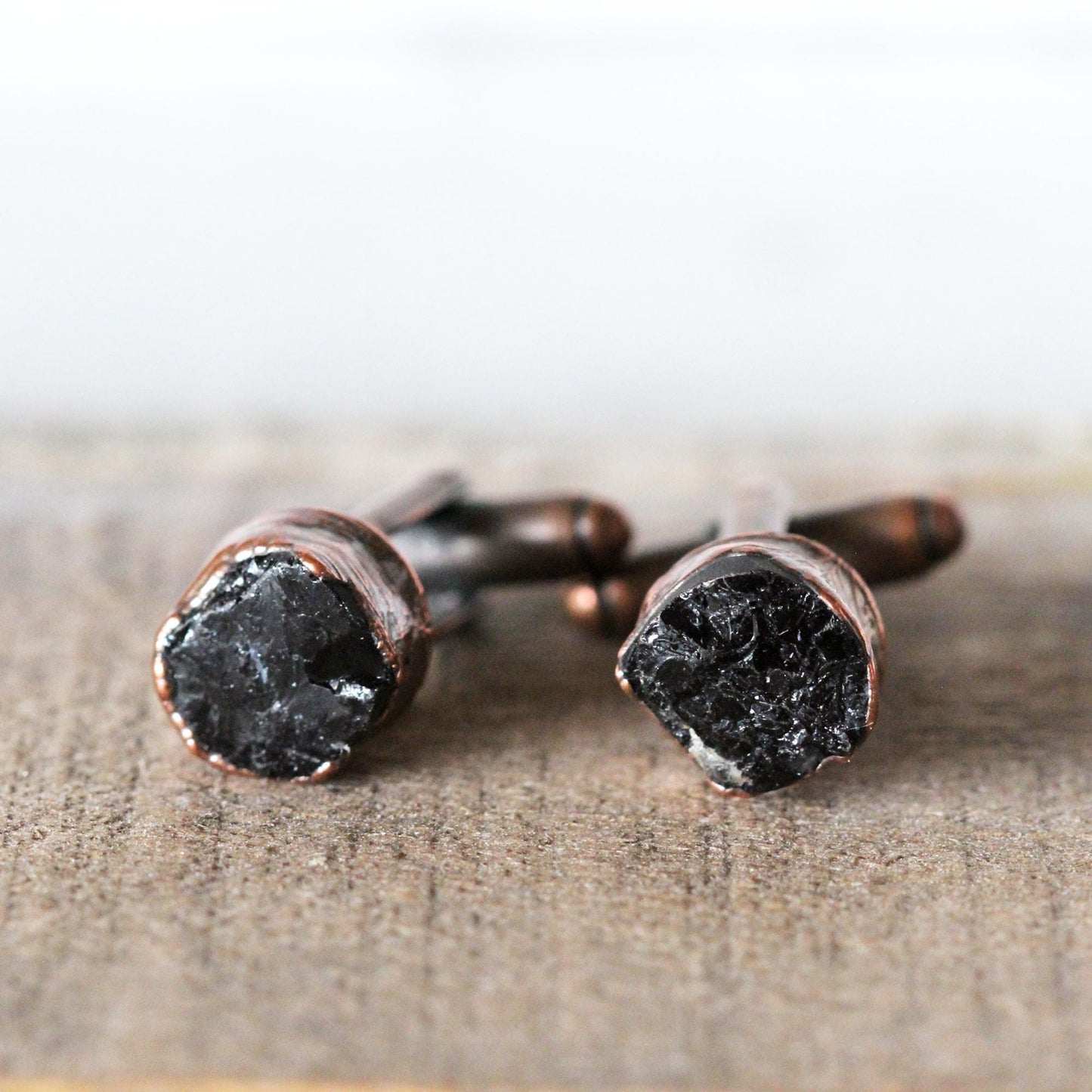 Black Tourmaline Cufflinks - Black Crystal Cuff Links - Gift for Husband