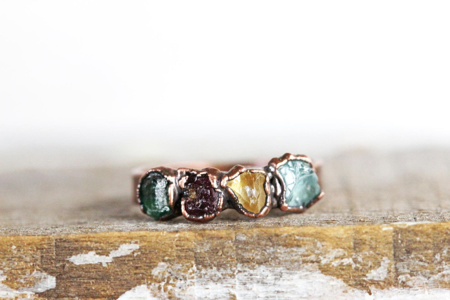 Raw Birthstone Ring - Personalized Gift for Mom - Multi Stone Crystal Ring - Mother's Day Ring