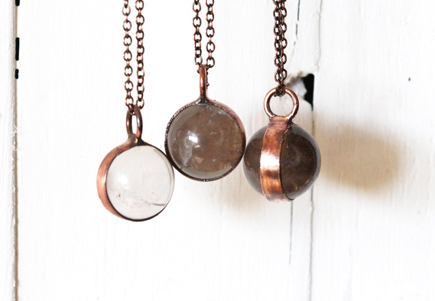 Smoky Quartz Sphere Necklace - Crystal Orb Pendant - Layering Necklace