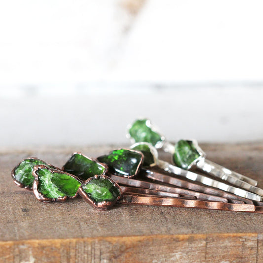 Chrome Diopside Bobby Pin - Green Hair Pin - Bridesmaid Gift