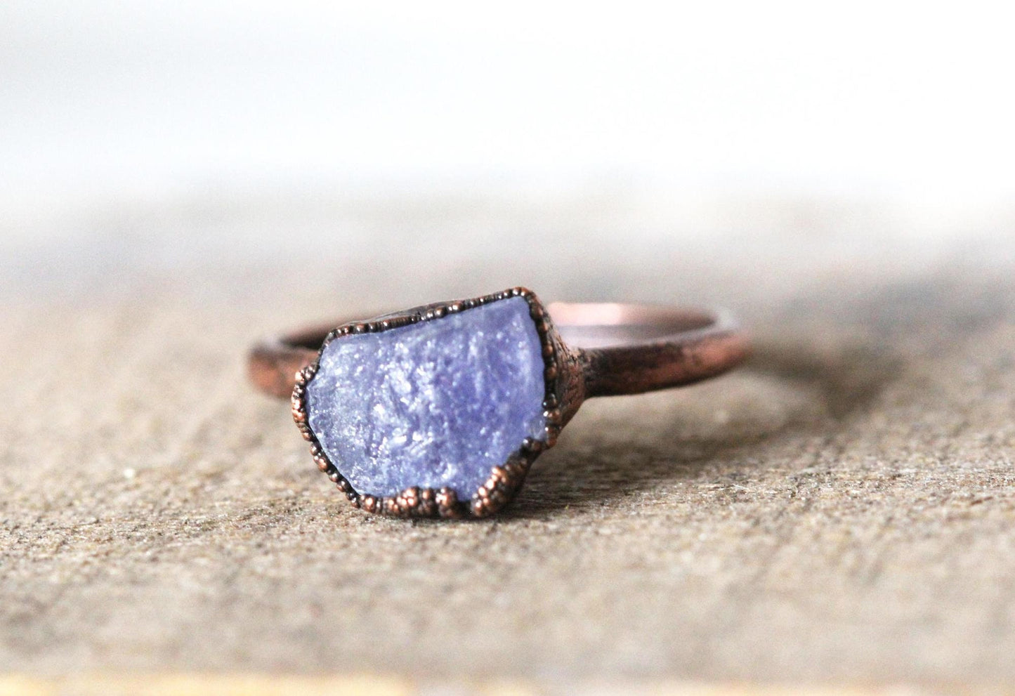 Raw Tanzanite Ring - Raw Crystal Jewelry - Natural Blue Stone