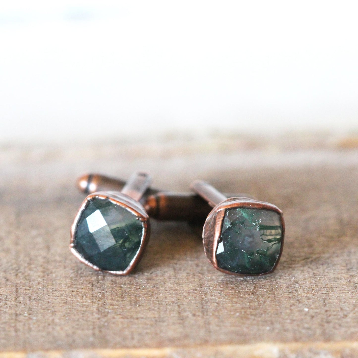 Moss Agate Cuff Links - Graduation Gift - Crystal Cufflinks