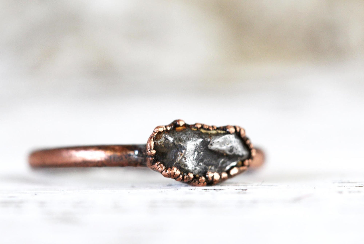 Meteorite Ring - Campo del Cielo Meteorite - Copper Ring - Geekery Collector Gift - Astronomy Gift