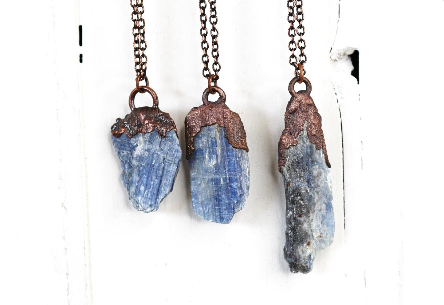 Kyanite Pendant - Electroformed Necklace - Raw Blue Crystal - Blue Kyanite Jewelry - Kyanite Shard