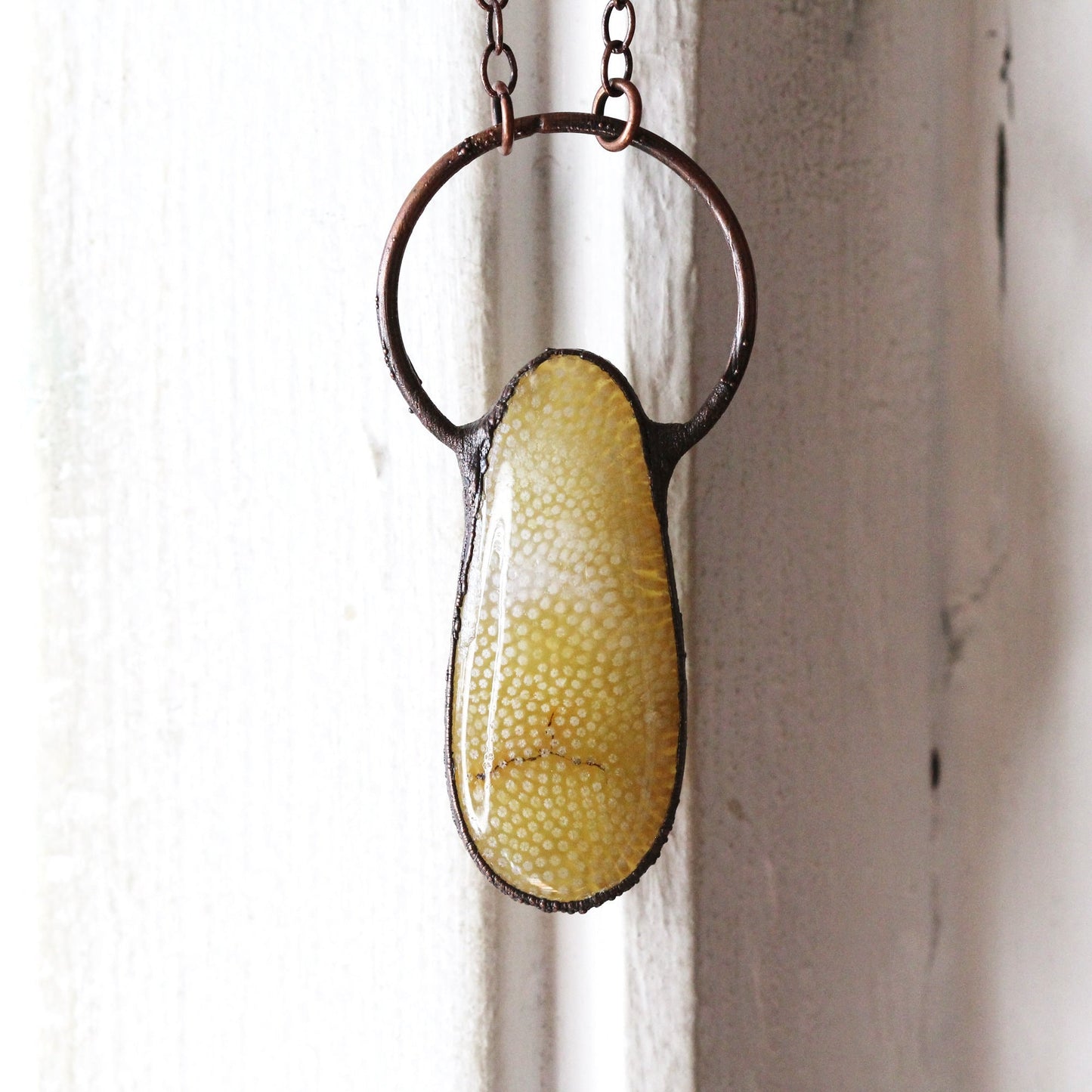 Fossil Coral Necklace - Coral Jewelry - Large Stone Pendant