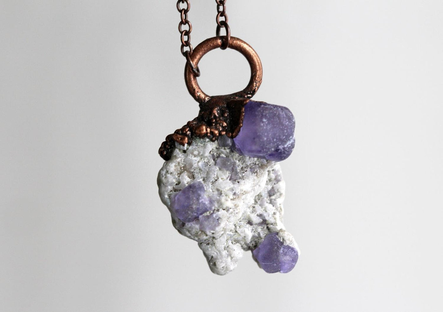 Purple Fluorite Pendant - Fluorite Cube Necklace - Gift for Rock Hound