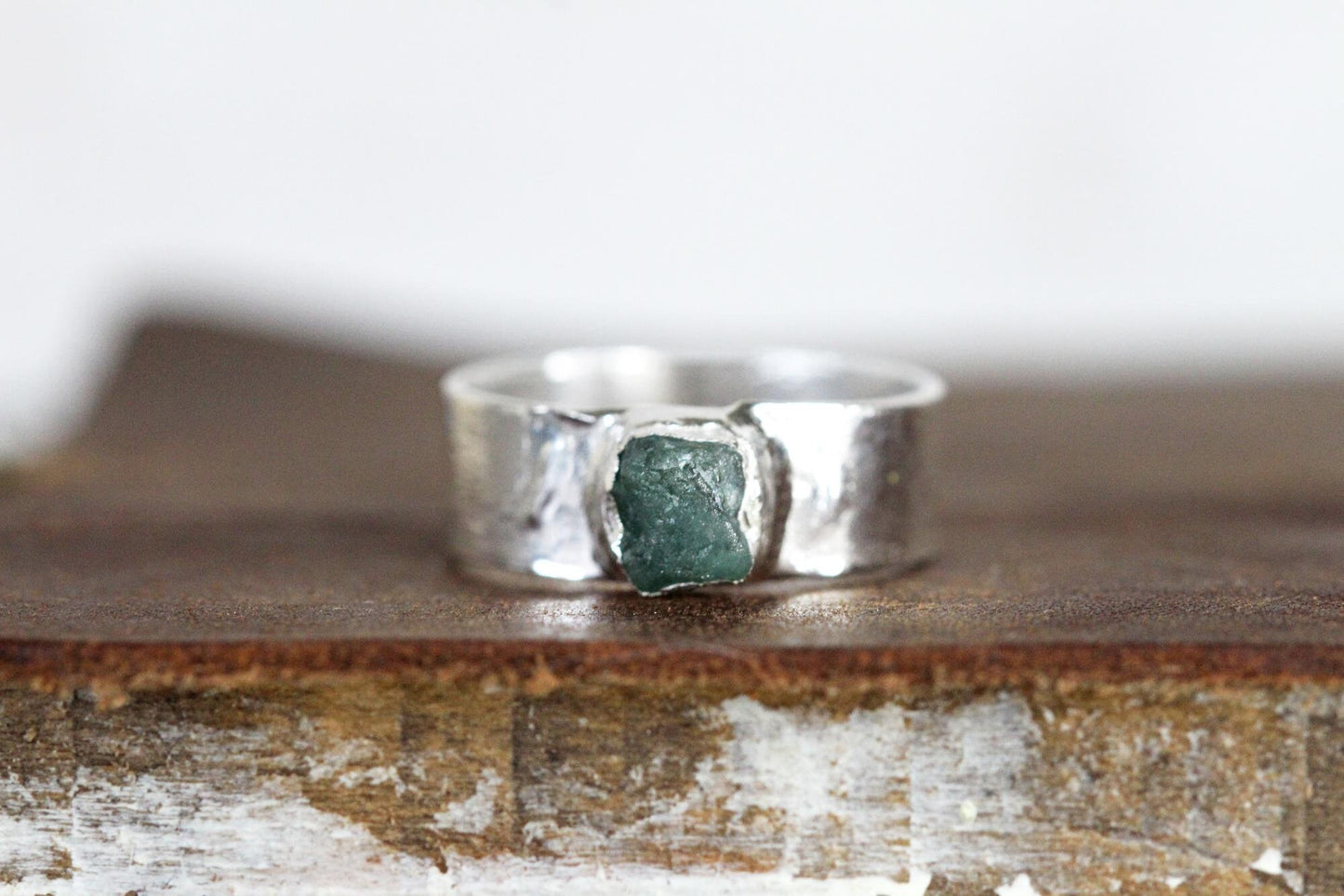 Raw Emerald Ring - Unisex Stone Jewelry - May Birthstone
