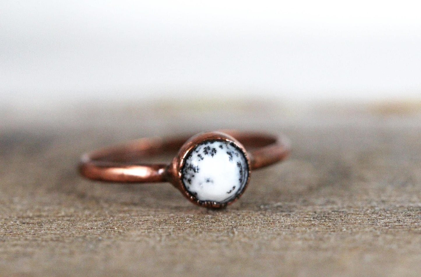 Dendritic Opal Ring - Merlinite Stone - Electroformed Jewelry