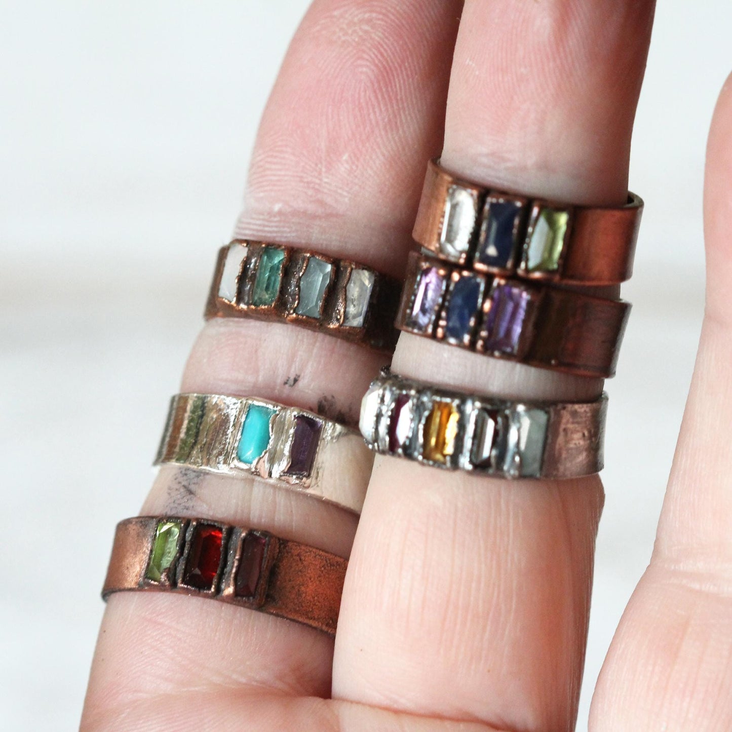Custom Birthstone Ring - Personalized Unisex Family Ring - Multi Stone Crystal Ring - Mother's Day Ring