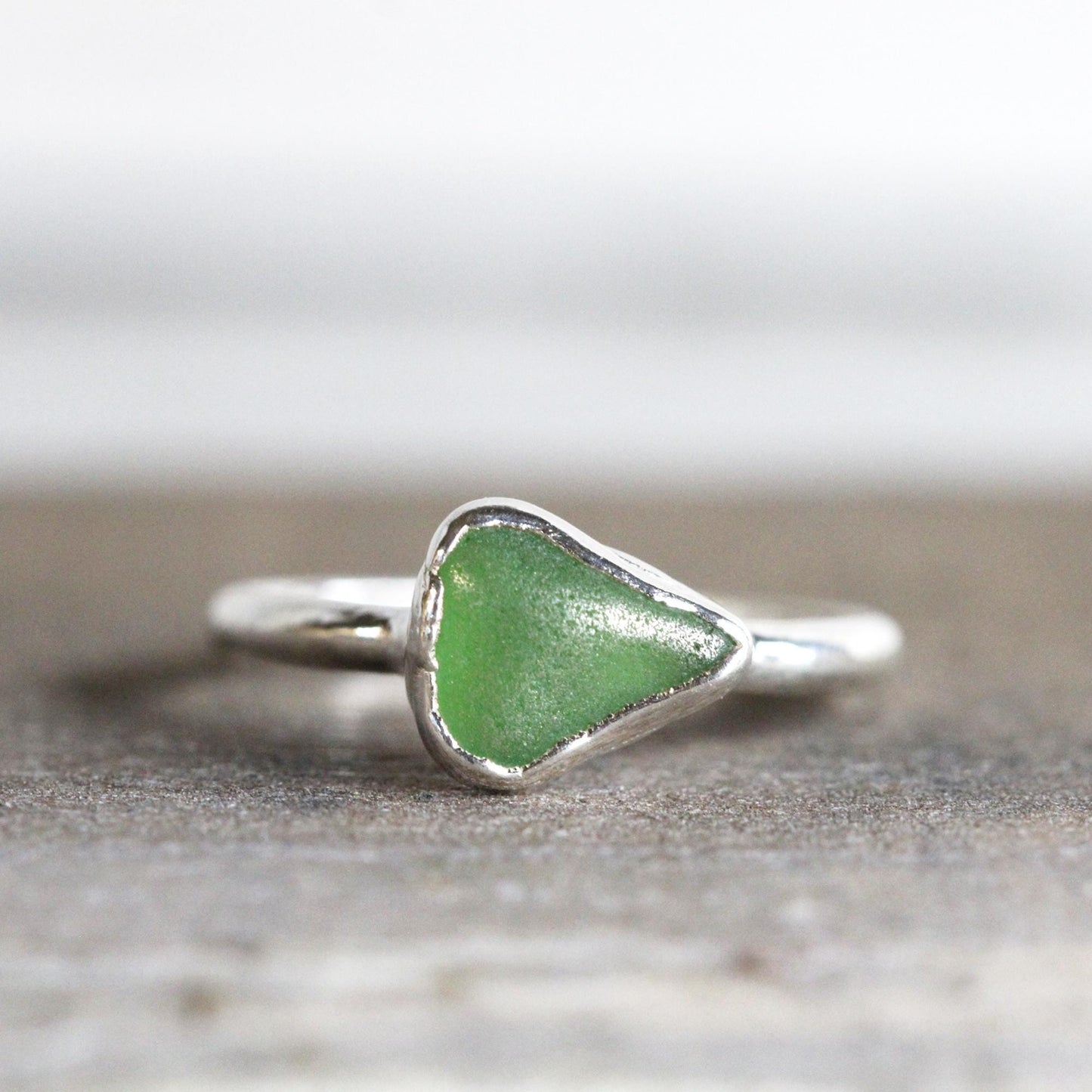 Sea Glass Ring - Beach Glass - Electroformed