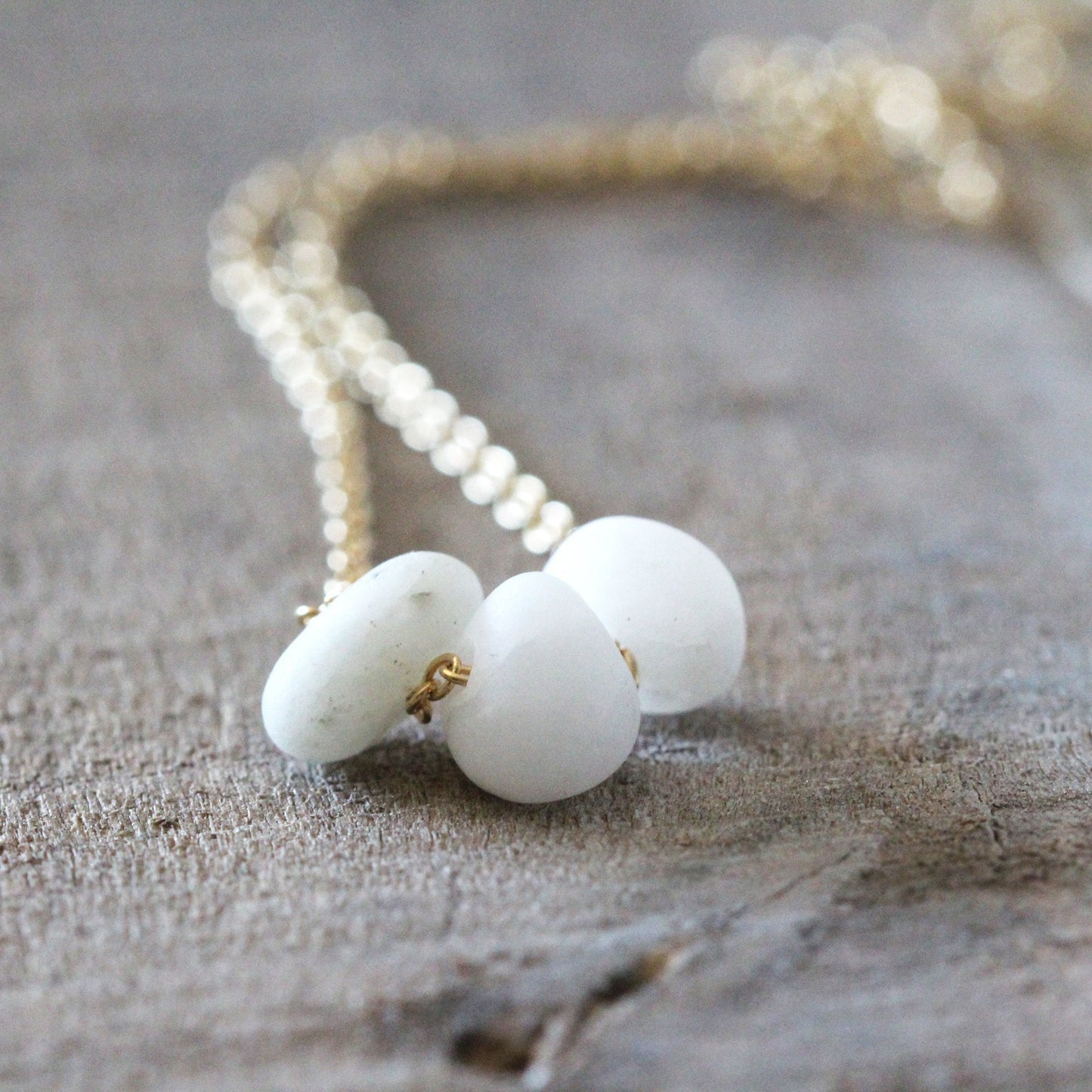 Beach Pebble Necklace - White Stone Pendant - Vancouver Island - Natural Stone