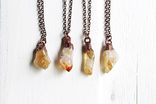 Citrine Pendant - Raw Crystal Necklace - November Birthstone - Simple Layering Necklace - Raw Citrine Pendant
