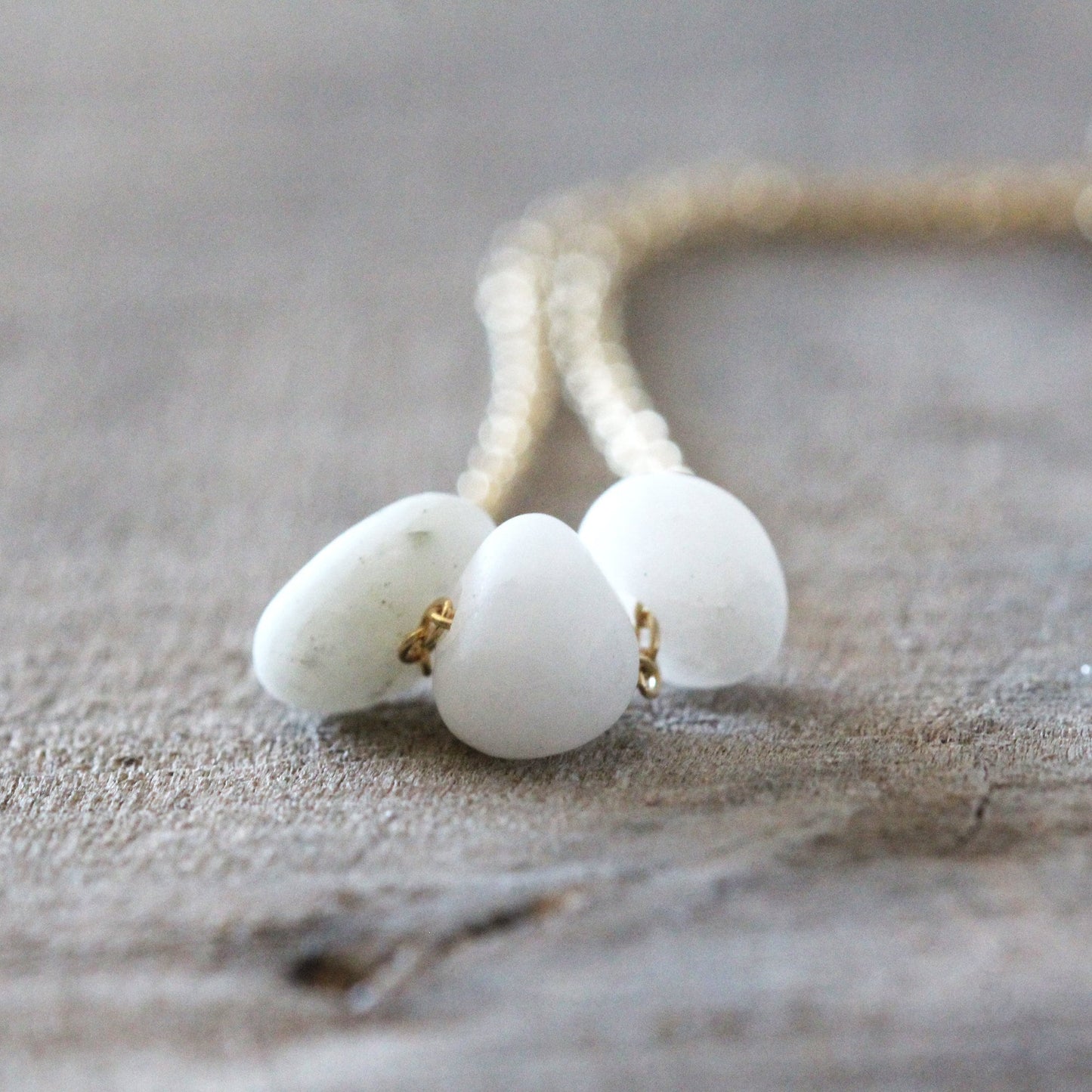 Beach Pebble Necklace - White Stone Pendant - Vancouver Island - Natural Stone