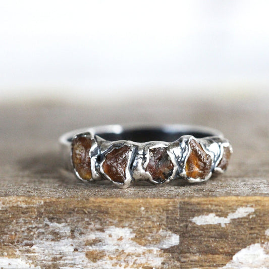 Raw Amber Ring - Baltic Amber Jewelry - Multi Stone Ring - Natural Amber Stone