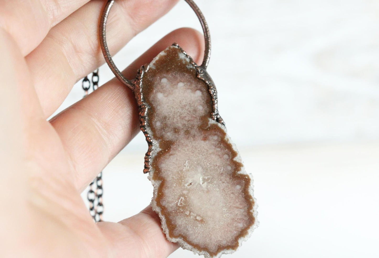 Amethyst Slice Pendant - Big Crystal Pendant - Stalactite Jewelry