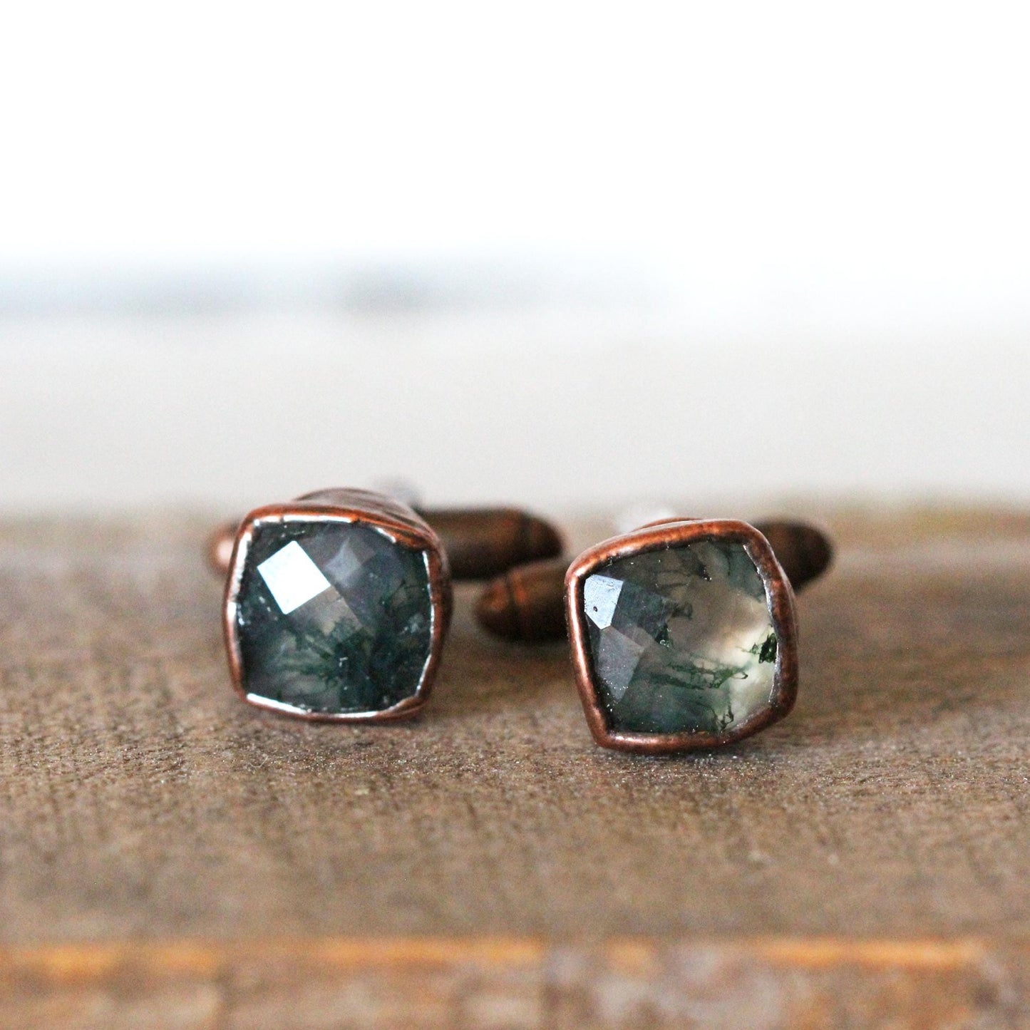 Moss Agate Cuff Links - Graduation Gift - Crystal Cufflinks