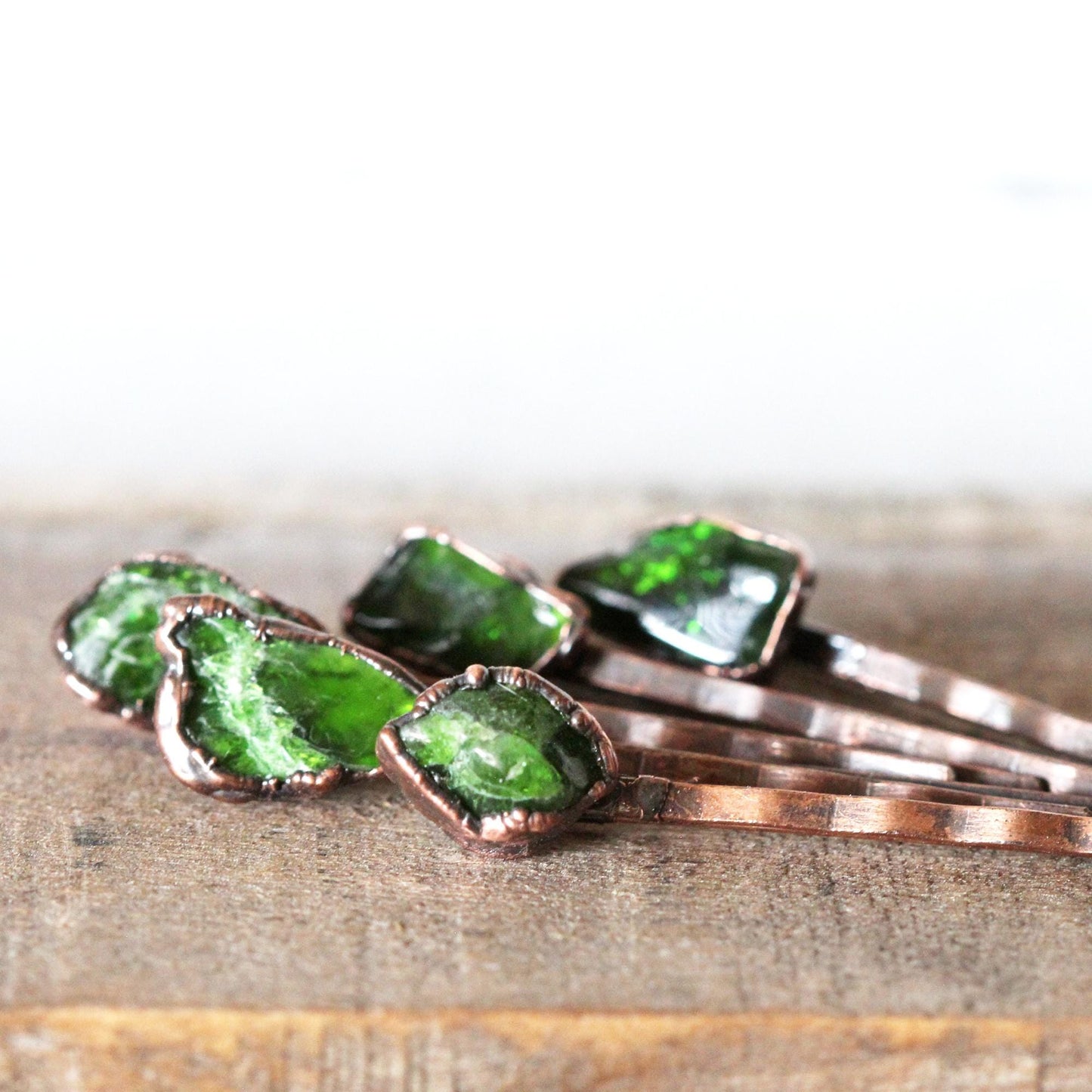 Chrome Diopside Bobby Pin - Green Hair Pin - Bridesmaid Gift