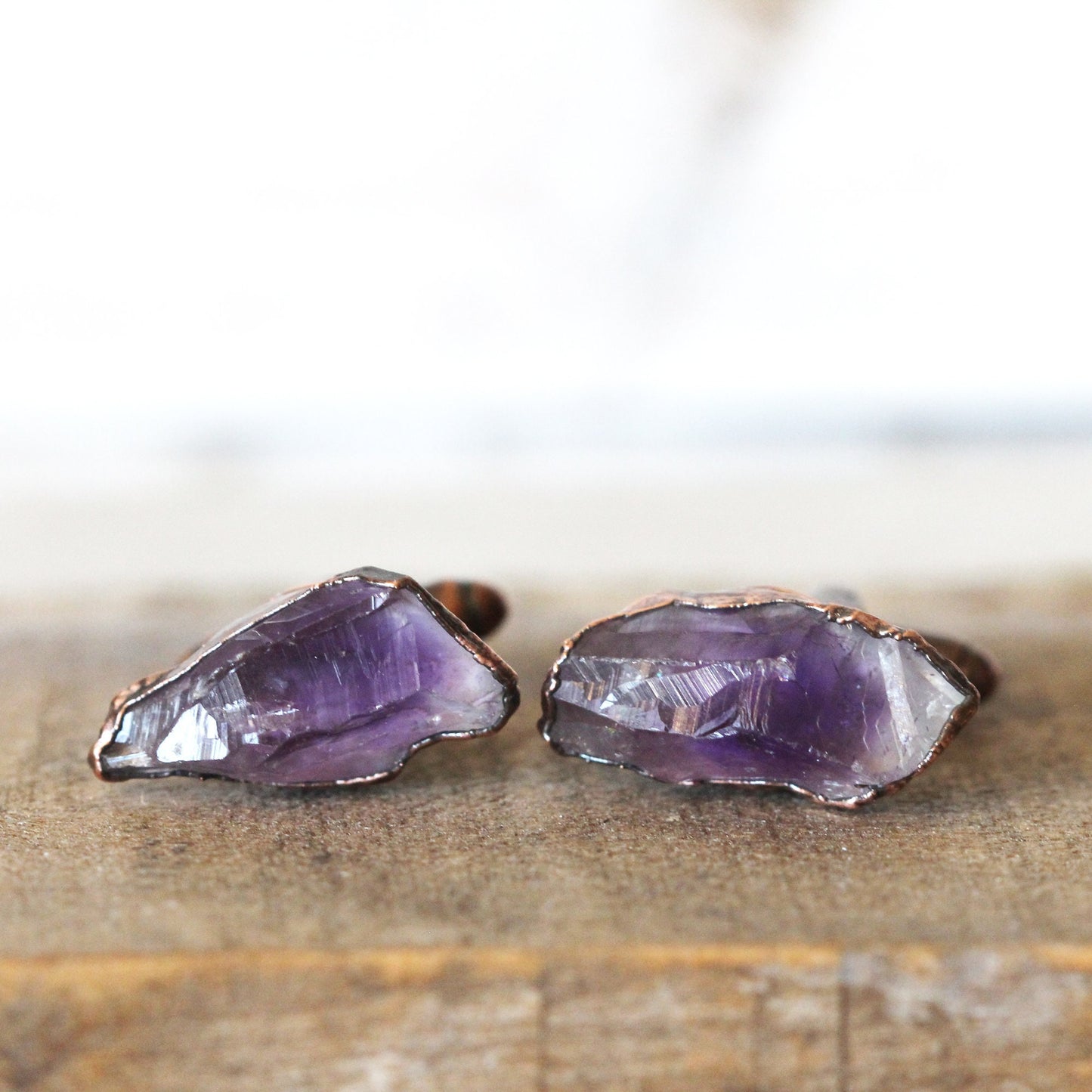 Amethyst Cuff Links - Groomsmen Gift - Raw Crystal Cufflinks - Men's Jewelry