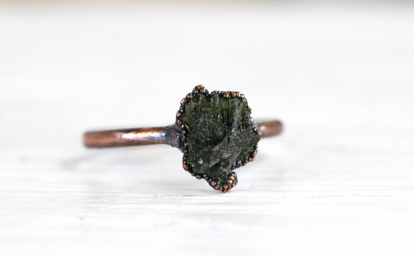 Moldavite Ring - Geekery Gift - Tektite Jewelry