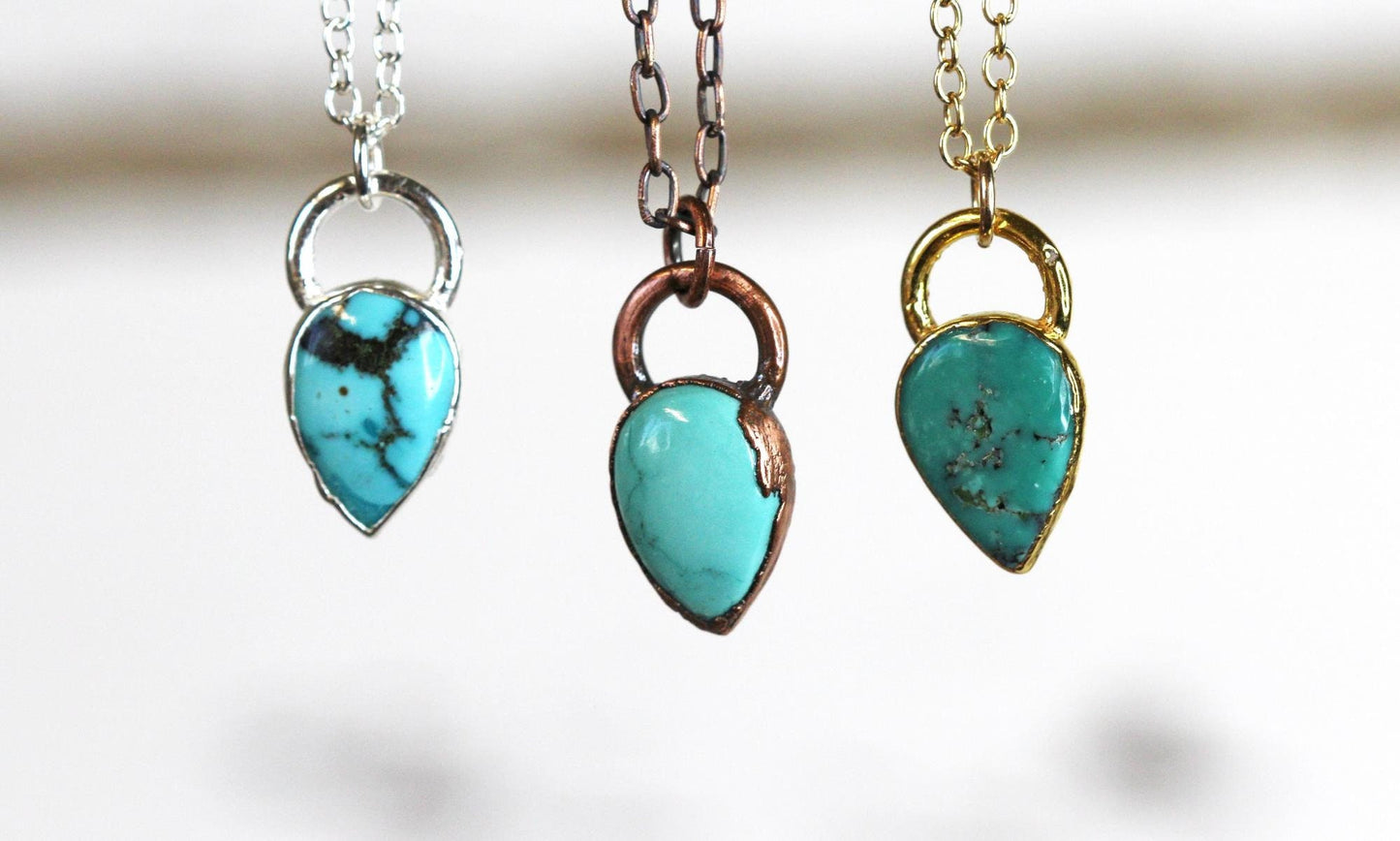 Turquoise Necklace - Dainty Polished Stone Pendant - December Birthstone Jewelry