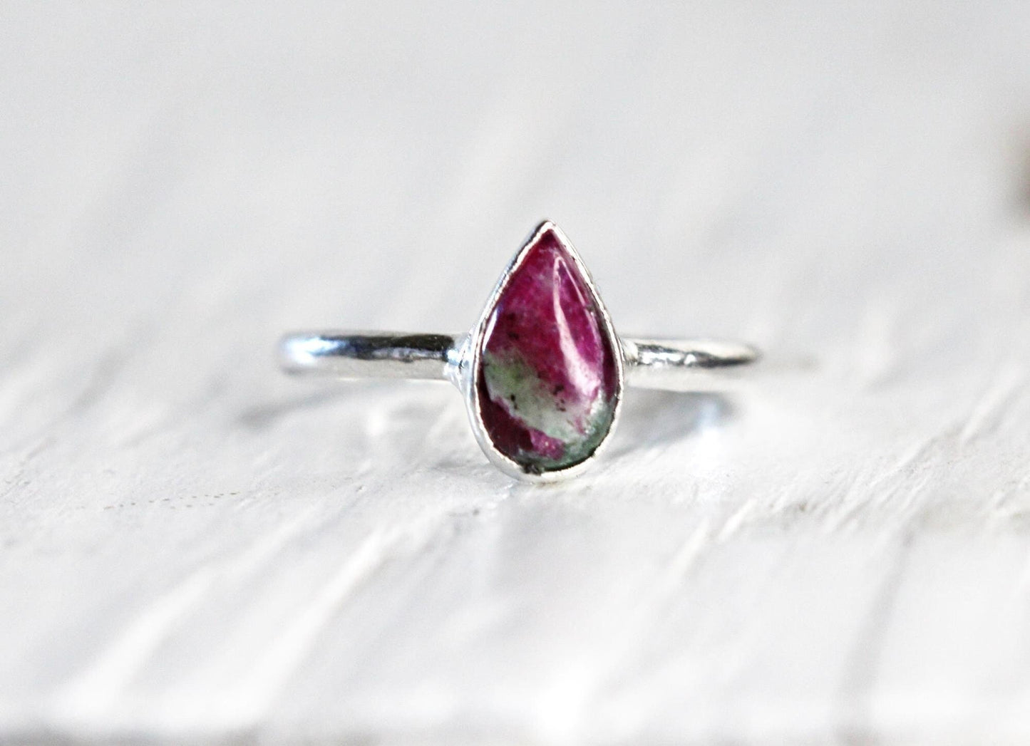Ruby Zoisite Ring - Polished Stone Ring - Natural Pink Stone - Pink Crystal Ring