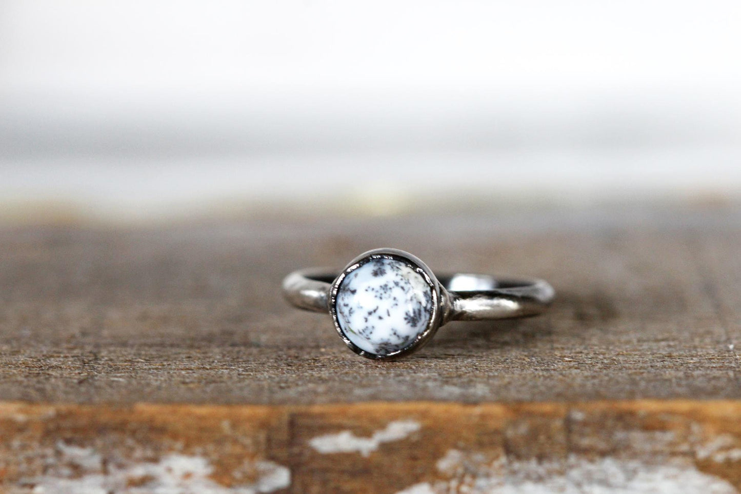 Dendritic Opal Ring - Merlinite Stone - Electroformed Jewelry