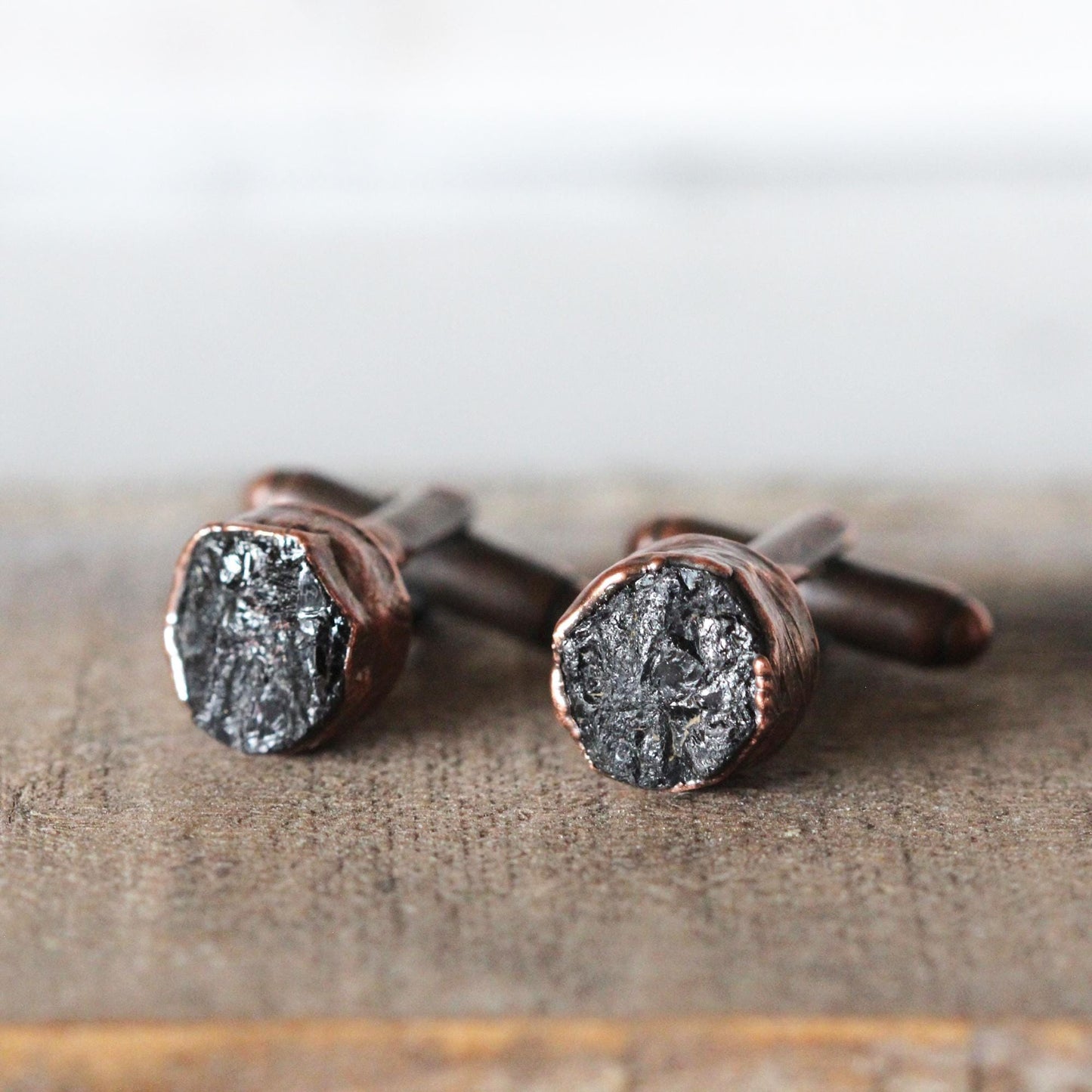 Black Tourmaline Cufflinks - Black Crystal Cuff Links - Gift for Husband