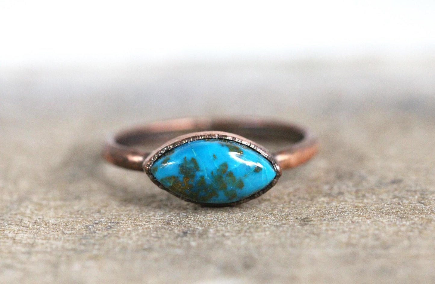 Chrysocolla Ring - Bright Blue Crystal - Goddess Stone