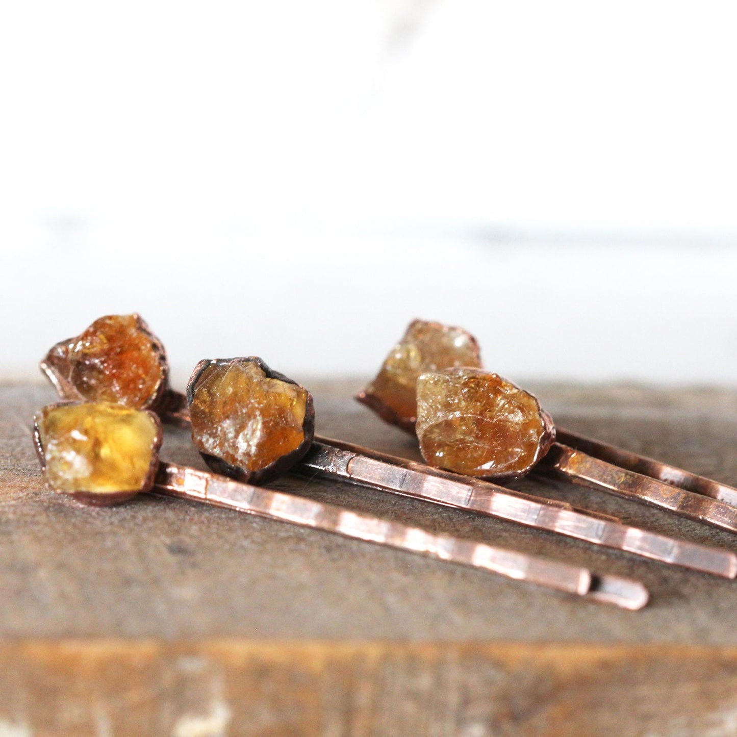 Raw Citrine Bobby Pin - Crystal Hair Jewelry - November Birthstone