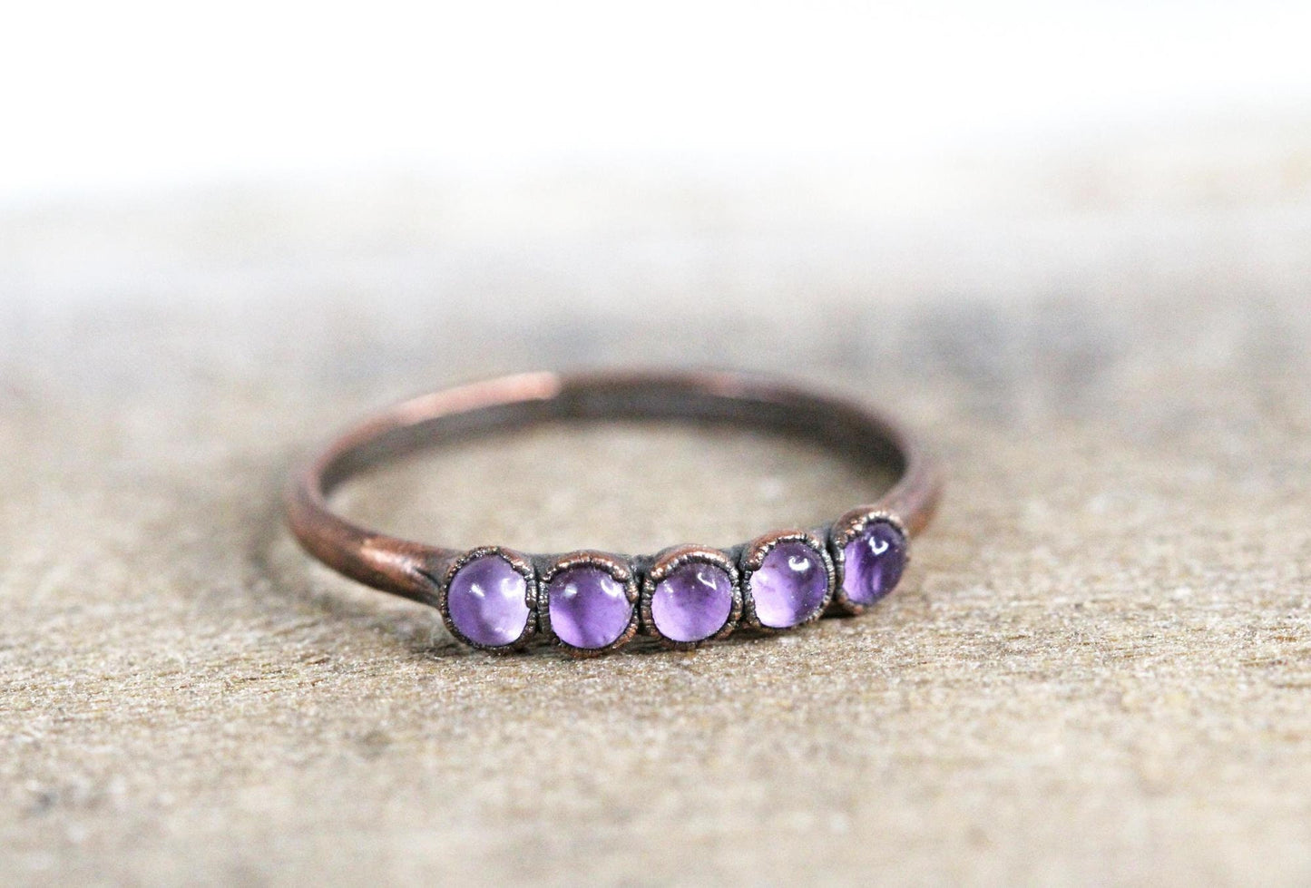 Multi Stone Amethyst Ring - February Birthstone Jewelry - Electroformed