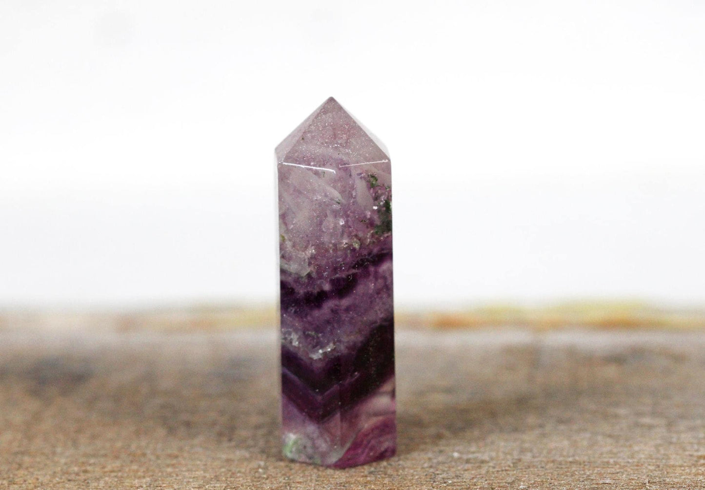 Rainbow Fluorite Necklace - Fluorite Point Pendant - Silver Layering Necklace