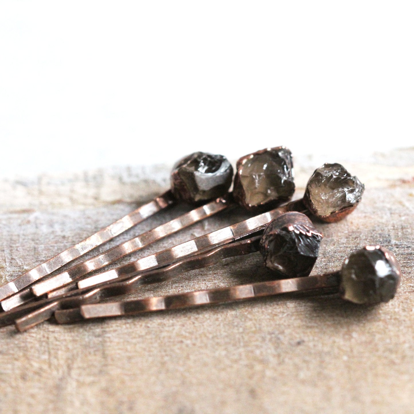 Smoky Quartz Bobby Pin - Raw Stone Hair Pin - Wedding Hair Pin
