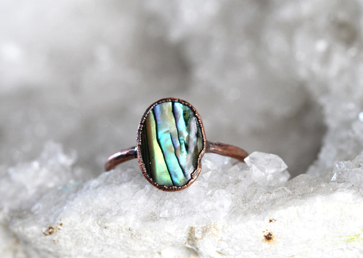 Abalone Ring - Silver Shell Ring - Paua Beach Jewelry