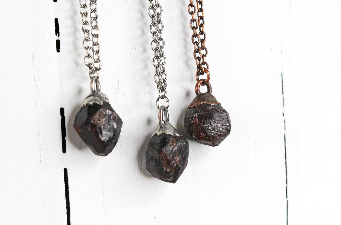 Garnet Necklace - Raw Garnet Pendant - Large Gemstone - January Birthstone - Raw Crystal Necklace