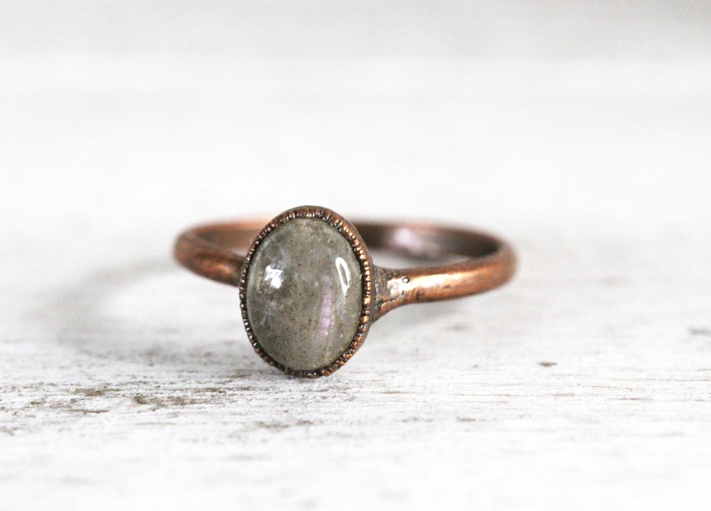 Labradorite Ring - Purple Labradorite Jewelry - Crystal Ring