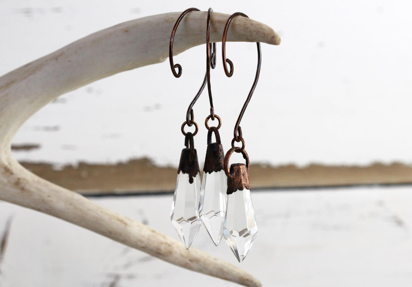 Glass Christmas Ornament - Holiday Decor - Chandelier Ornament - Copper Tree Ornament