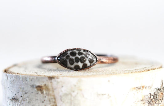 Fossilized Coral Ring - Stacking Ring - Electroformed Jewelry