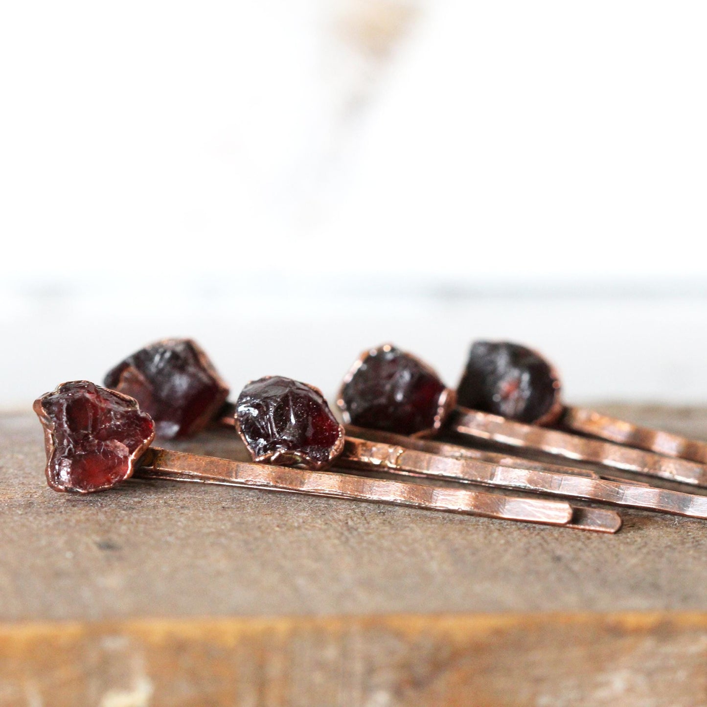 Garnet Bobby Pin - Raw Crystal Hair Accessory - Stone Hair Jewelry - January Birthstone